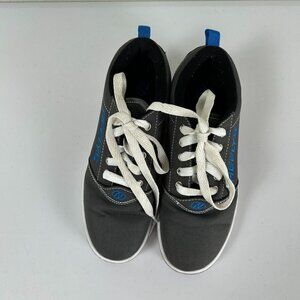Heelys Pro 20 Skate Shoes Youth Size 5 Gray Blue Unisex Logo Wheel Sneakers Lace